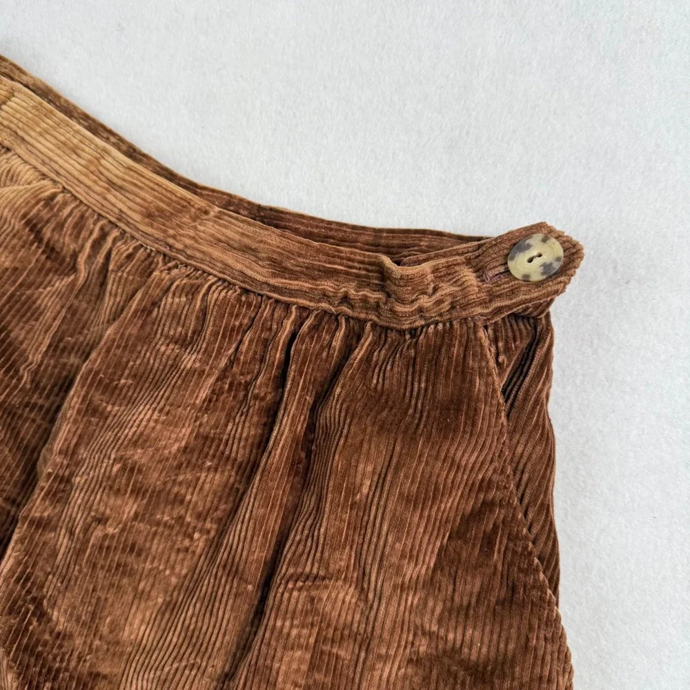 Vintage Evan-Picone Lord & Taylor Brown Corduroy A-Line Skirt Lined Pockets USA‎